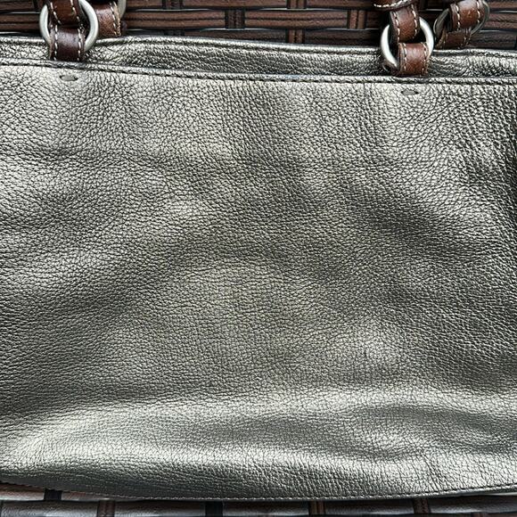 Elegant Coach Metallic Tote Bag with brown leather handles. Pre-loved. - Picture 6 of 9